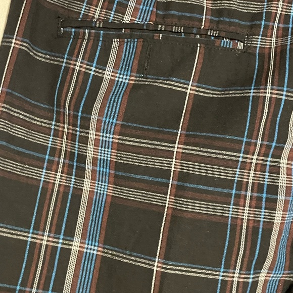 NWT Eddie Domani Men's Size 34 Shorts Black and Blue Plaid - Picture 7 of 9